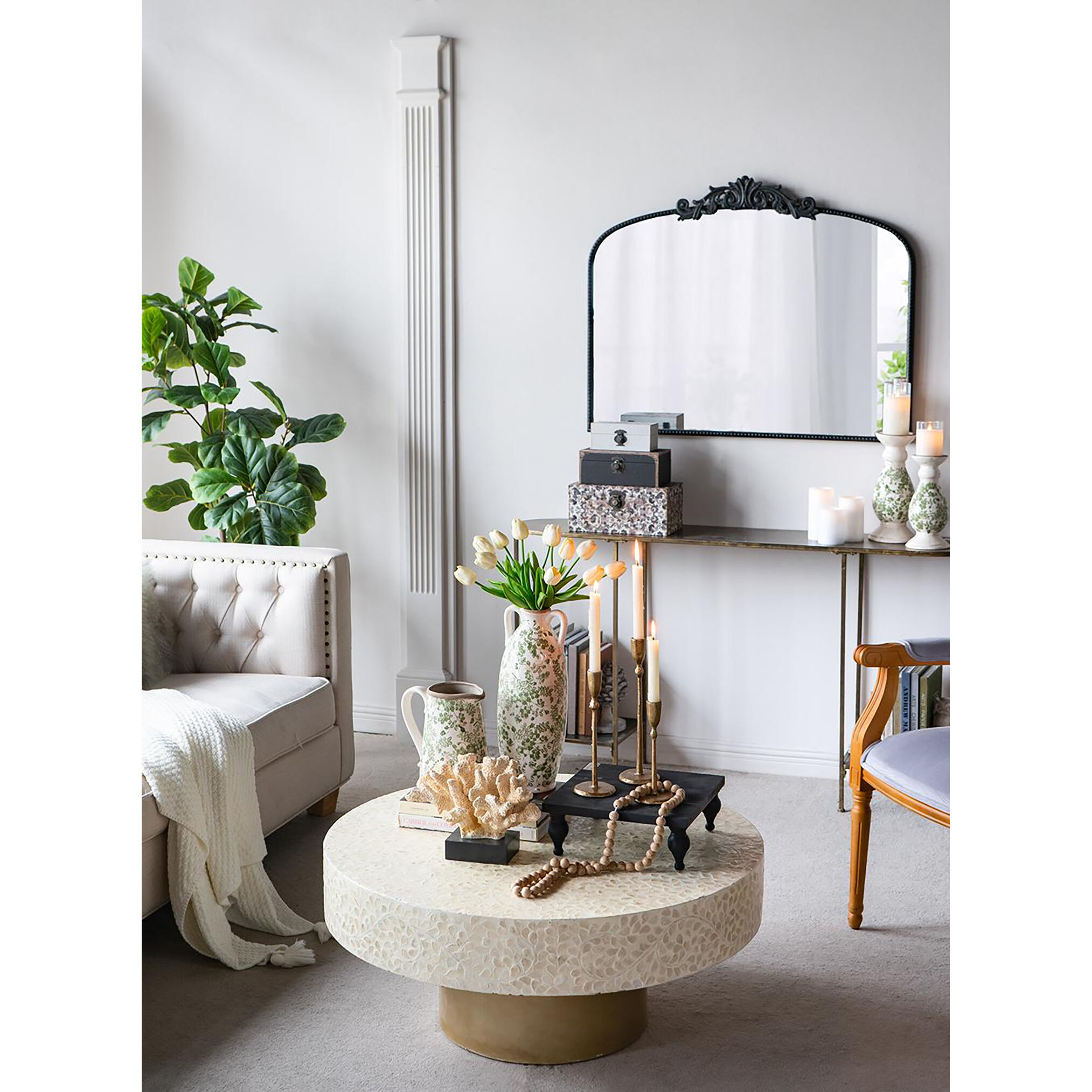 Flower Green and White Pitcher