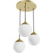 Hepburn 3 Light 12.75 inch Modern Brass Round Cluster Pendant Ceiling Light, Large