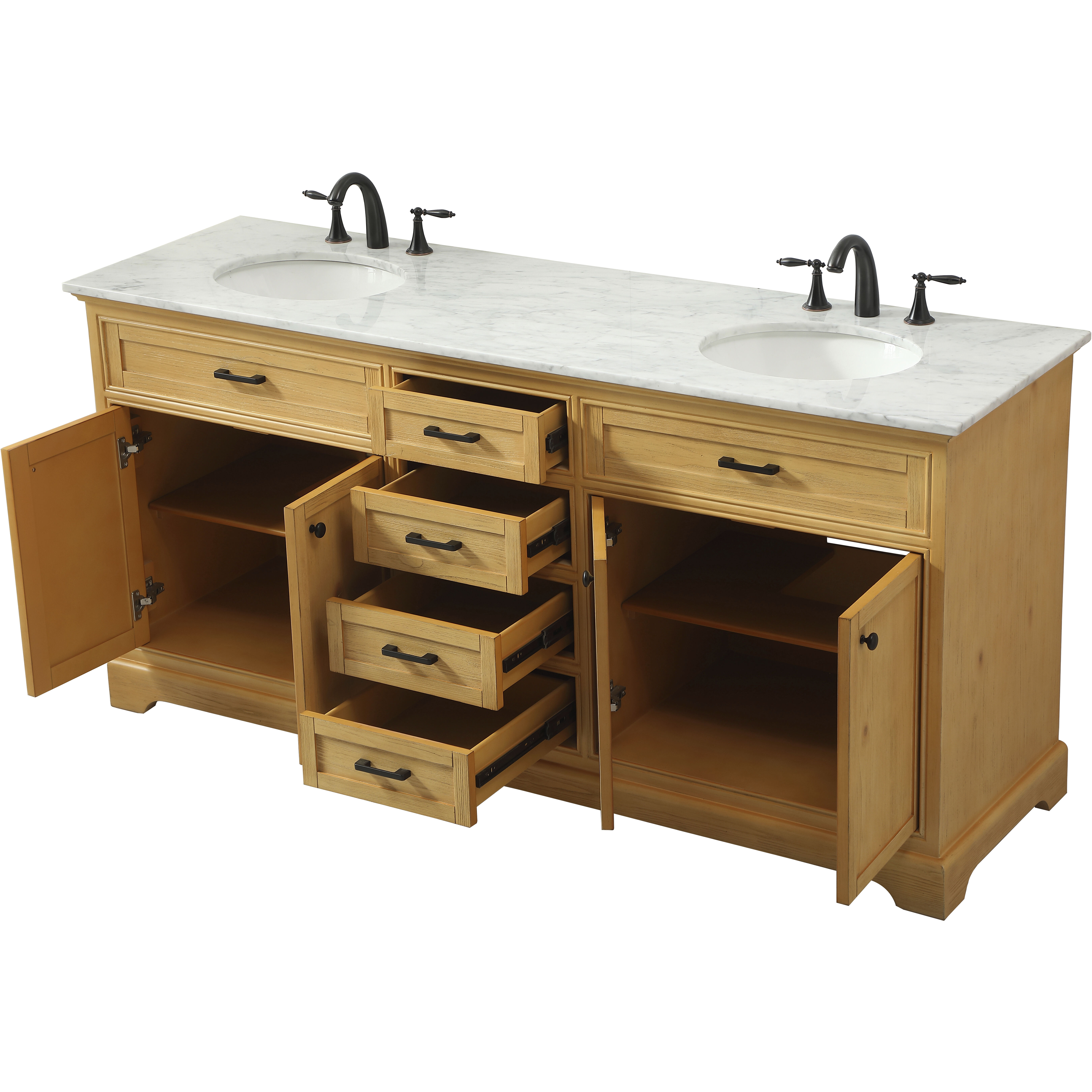 Americana 72 X 22 X 35 inch Natural Wood Vanity Sink Set