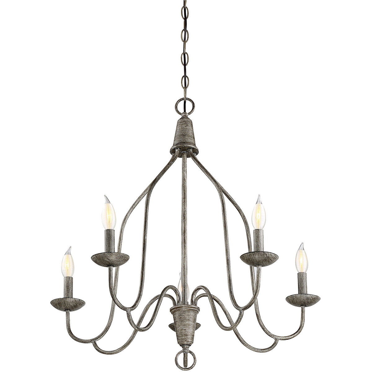 Traditional 5 Light 27 inch Distressed Wood Chandelier Ceiling Light