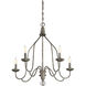 Traditional 5 Light 27 inch Distressed Wood Chandelier Ceiling Light 