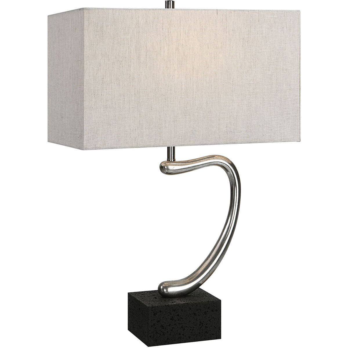 Ezden 26 inch 150.00 watt Tarnished Silver and Black Marble Table Lamp Portable Light
