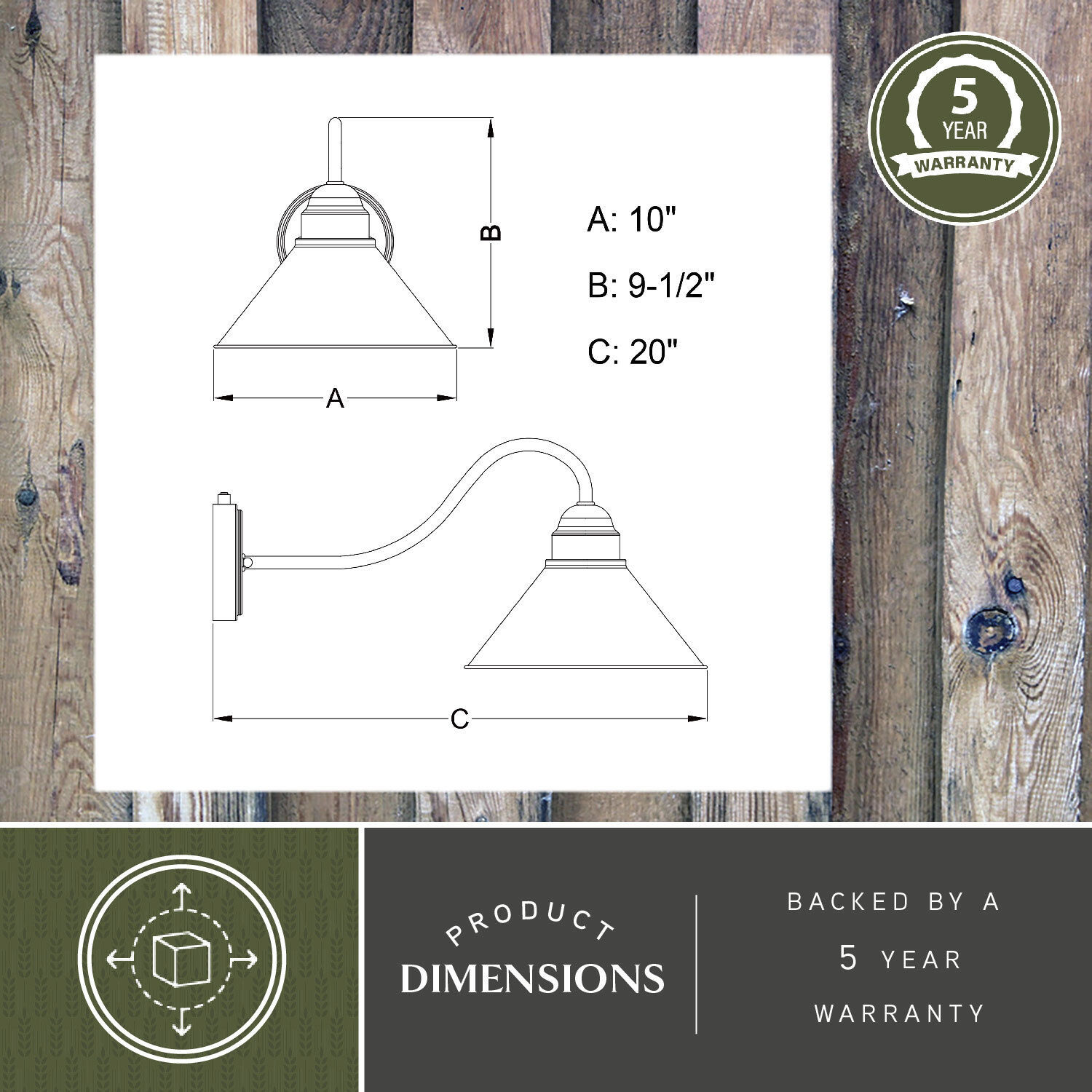 Outland LED 9.5 inch Aged Iron and Light Gold Outdoor Wall