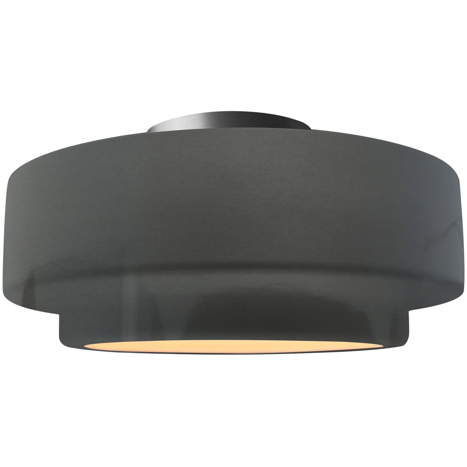 Radiance Collection - Tier LED 12 inch Gloss Grey Semi-Flush Ceiling Light, Form+Finish+Function