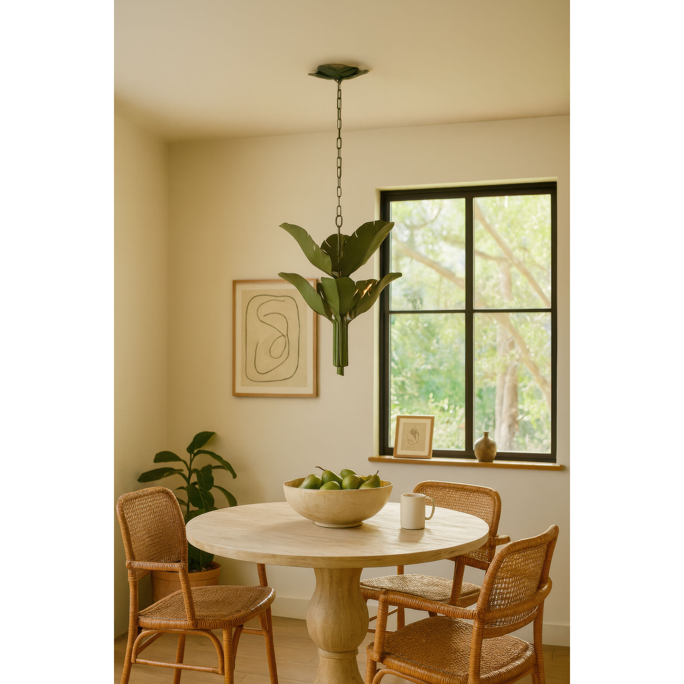 Banana Leaf 6 Light 25 inch Natural Green Chandelier Ceiling Light