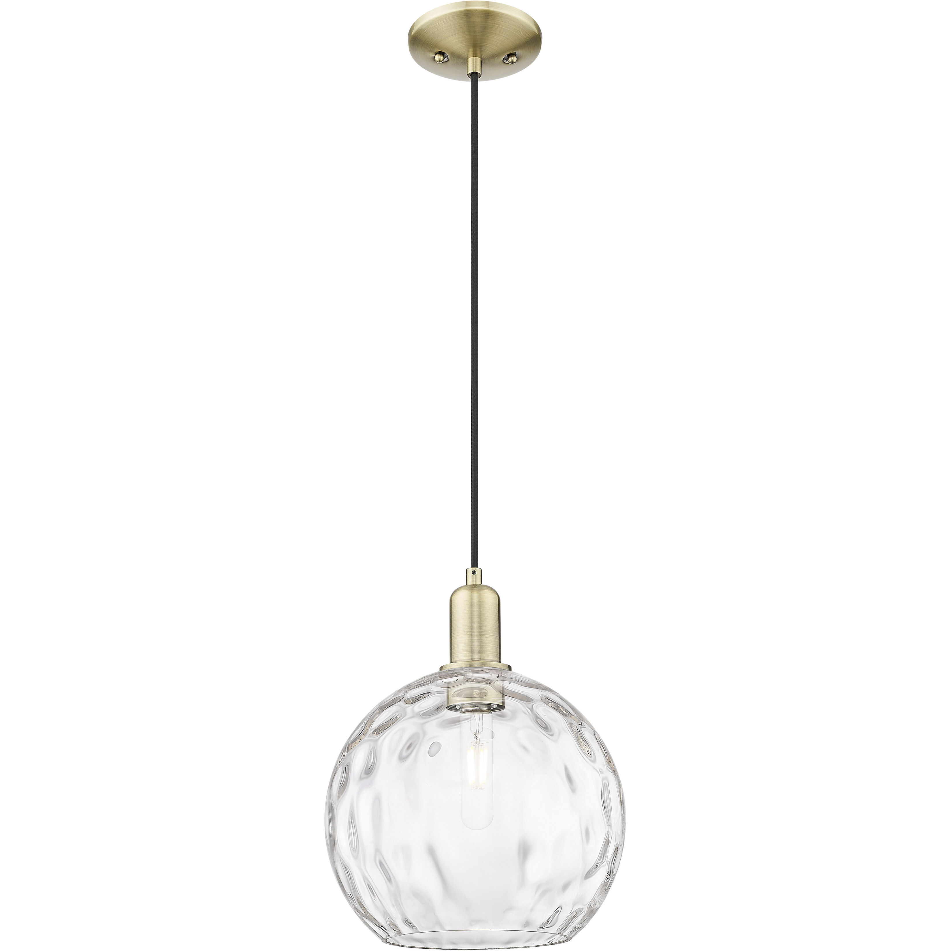 Arcadia Athens Water Glass 1 Light 10 inch Antique Brass Mini Pendant Ceiling Light