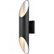 Brecon 2 Light 19.75 inch Stainless Steel and Black Outdoor Sconce