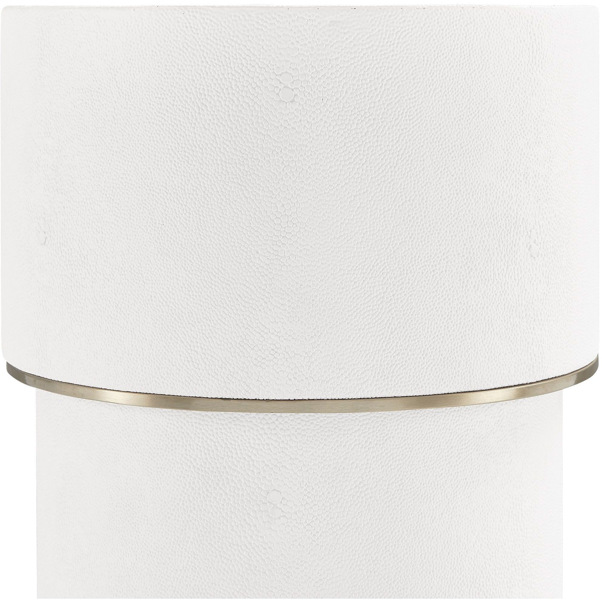 Wessex 22.5 X 8.5 inch White Faux Shagreen and Brushed Brass Drink Table