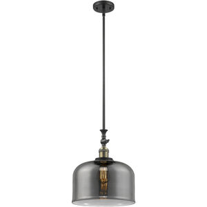Franklin Restoration Bell LED 12 inch Black Antique Brass Mini Pendant Ceiling Light in Plated Smoke, Franklin Restoration