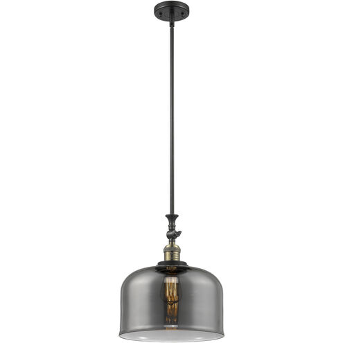 Franklin Restoration Bell LED 12 inch Black Antique Brass Mini Pendant Ceiling Light in Plated Smoke, Franklin Restoration
