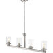 Savannah 4 Light 40 inch Brushed Nickel Linear Chandelier Ceiling Light