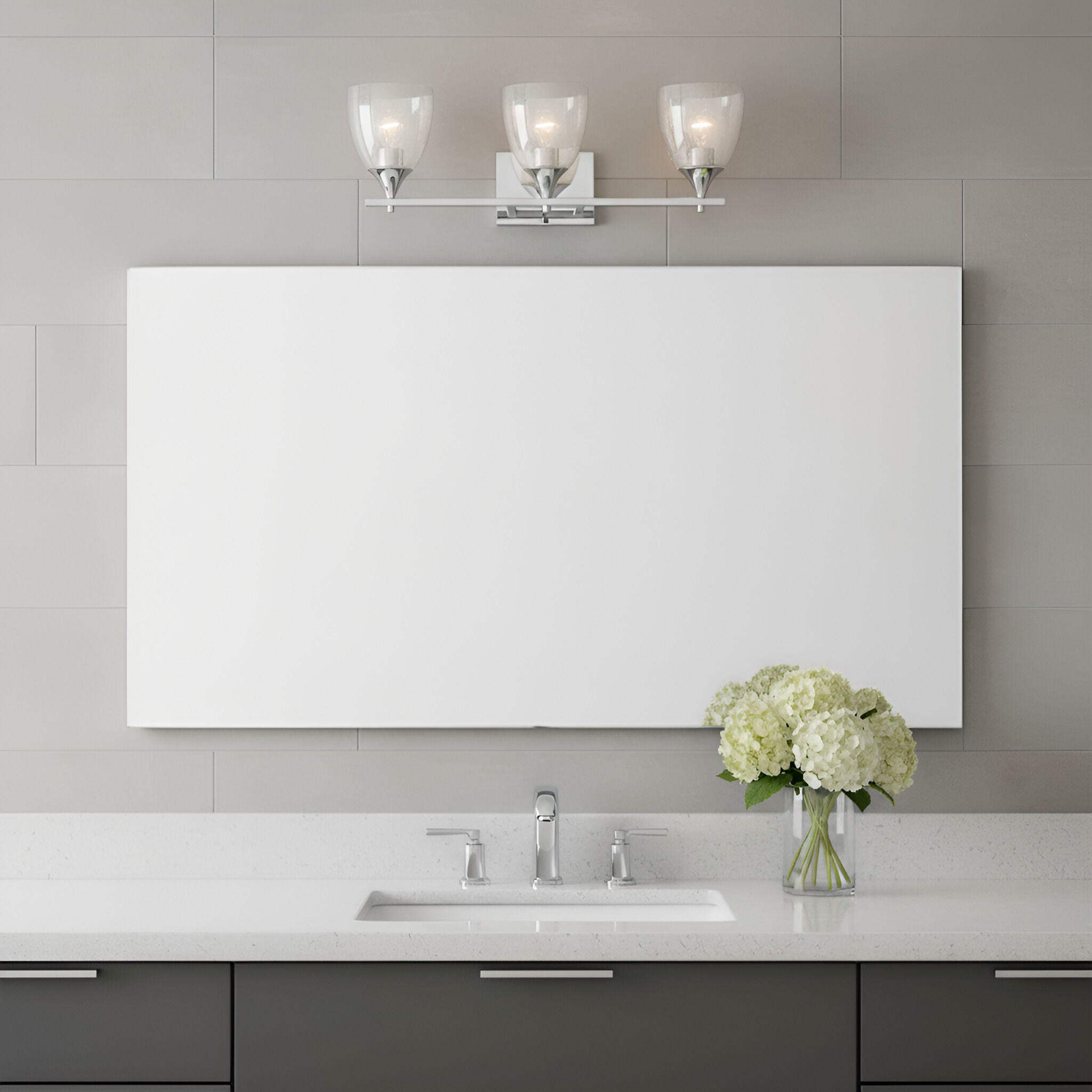 Drew & Jonathan Toffino 3 Light 26 inch Chrome Vanity Light Wall Light in Clear Crackle Glass