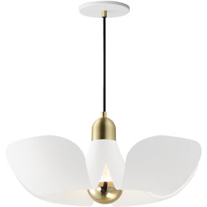 Poppy LED 17.75 inch White with Satin Brass Single Pendant Ceiling Light in White and Satin Brass