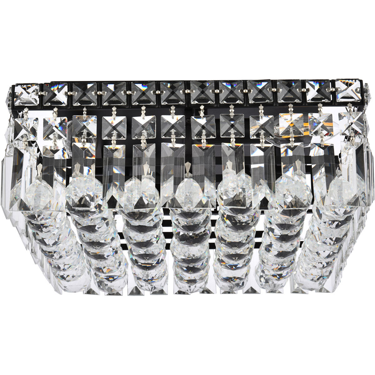 Maxime 5 Light 14 inch Black and Clear Flush Mount Ceiling Light in Royal Cut