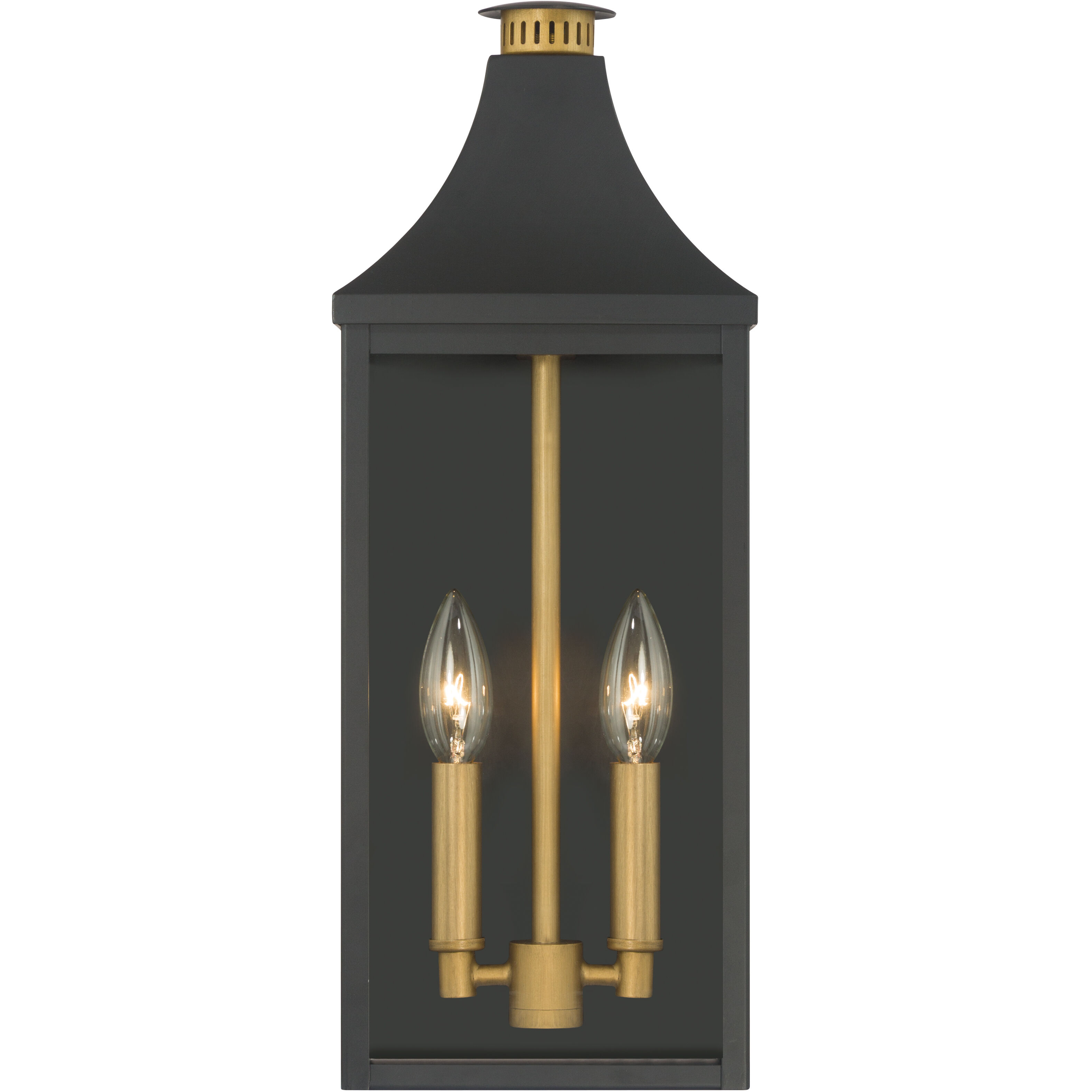Hurstborne 2 Light 18.25 inch Dark Matte Black and Painted Legacy Brass Outdoor Wall Lantern
