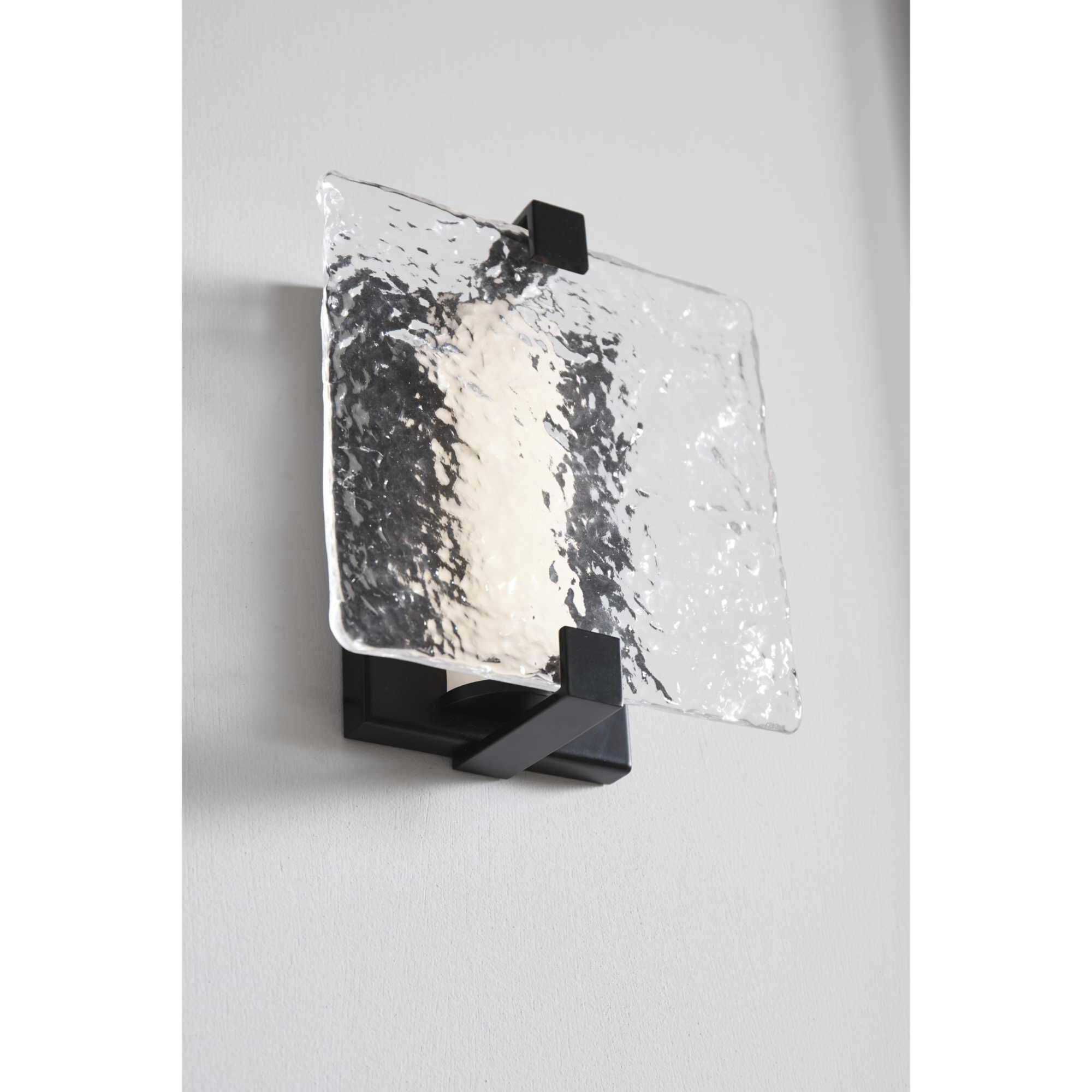 LED Stone Glass LED 8 inch Matte Black ADA Wall Sconce Wall Light, Progress LED