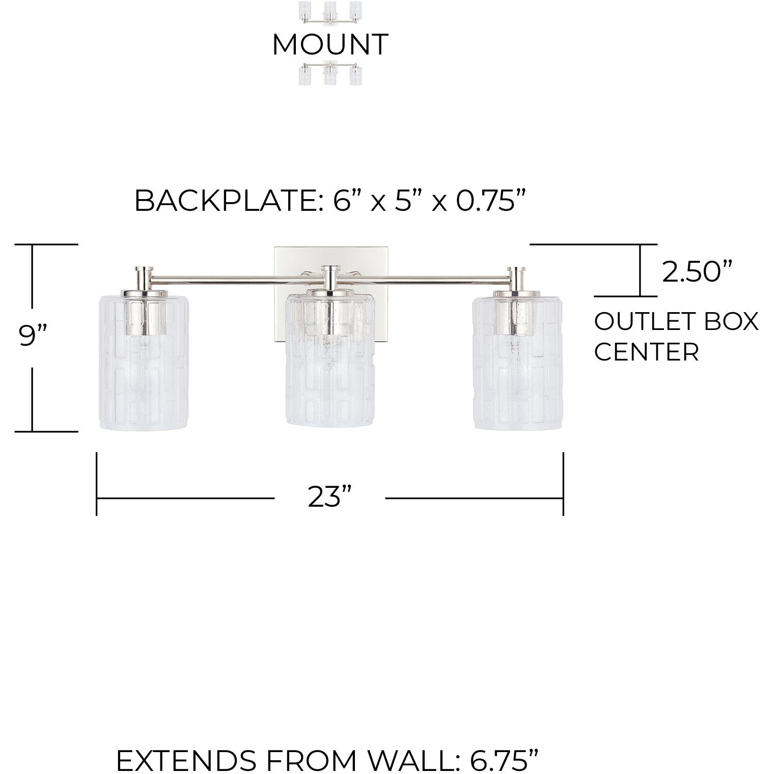 Emerson 3 Light 23 inch Polished Nickel Vanity Light Wall Light