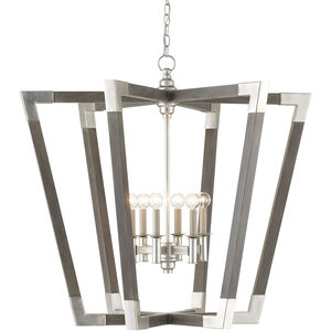 Bastian 6 Light 37 inch Chateau Gray/Contemporary Silver Leaf Chandelier Ceiling Light, Large