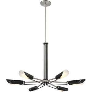 Turbine 6 Light 34 inch Coal With Brushed Nickel Chandelier Ceiling Light