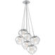 Luna LED Classic Silver Multi-Pendant Ceiling Light in 3000K LED, Geo Inner - Clear Outer
