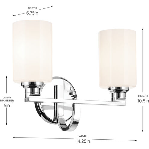 Gioe 2 Light 14.25 inch Chrome Vanity Light Wall Light