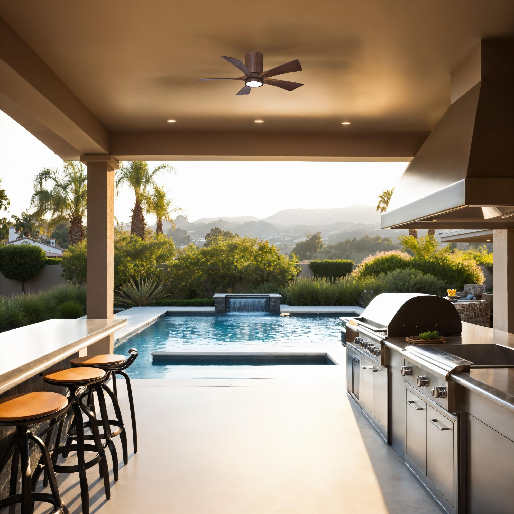 Atlas Irene-5HLK 42 inch Walnut Tone Flush Mount Paddle Fan, Flush Mounted