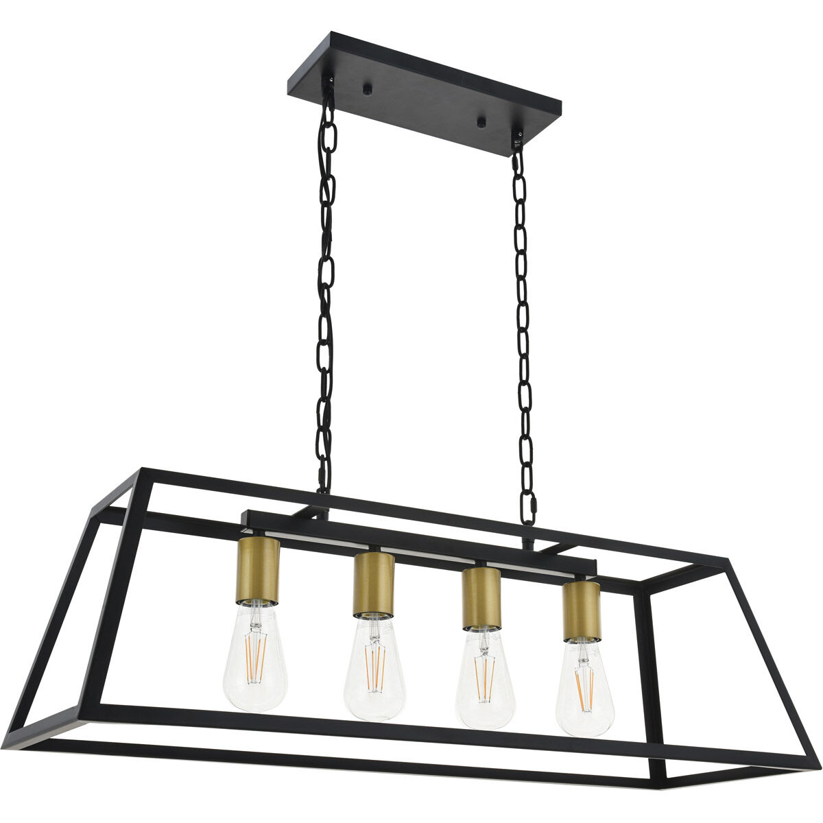 Resolute 4 Light 32 inch Brass and Black Pendant Ceiling Light