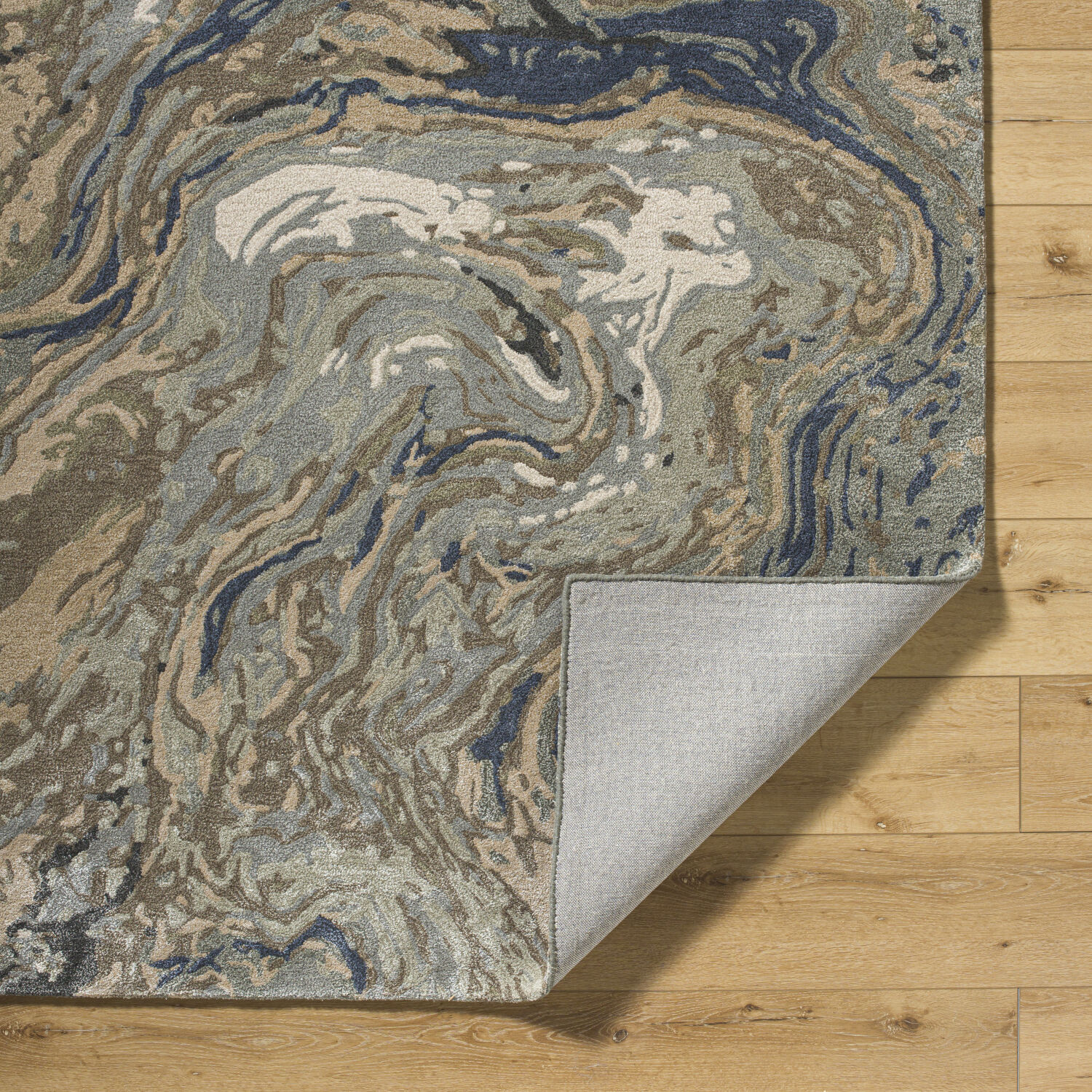 Kavita 96 X 96 inch Prairie Dust / Walnut / Metallic - Silver / Khaki / Ash / Beetle Blue / Lunar Green Handmade Rug in 8 Ft Round