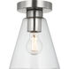 Senda 1 Light 7.13 inch Brushed Nickel Flush Mount Ceiling Light in Clear Glass