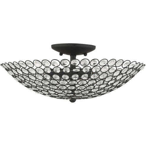 Cassandra 3 Light 16 inch Black Semi Flush Ceiling Light