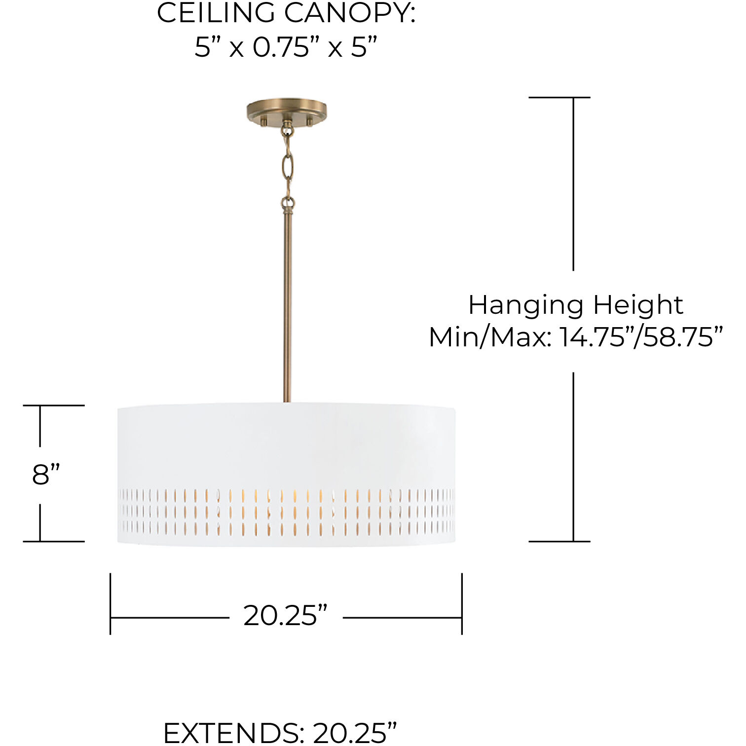 Dash 3 Light 20.25 inch Aged Brass and White Pendant Ceiling Light