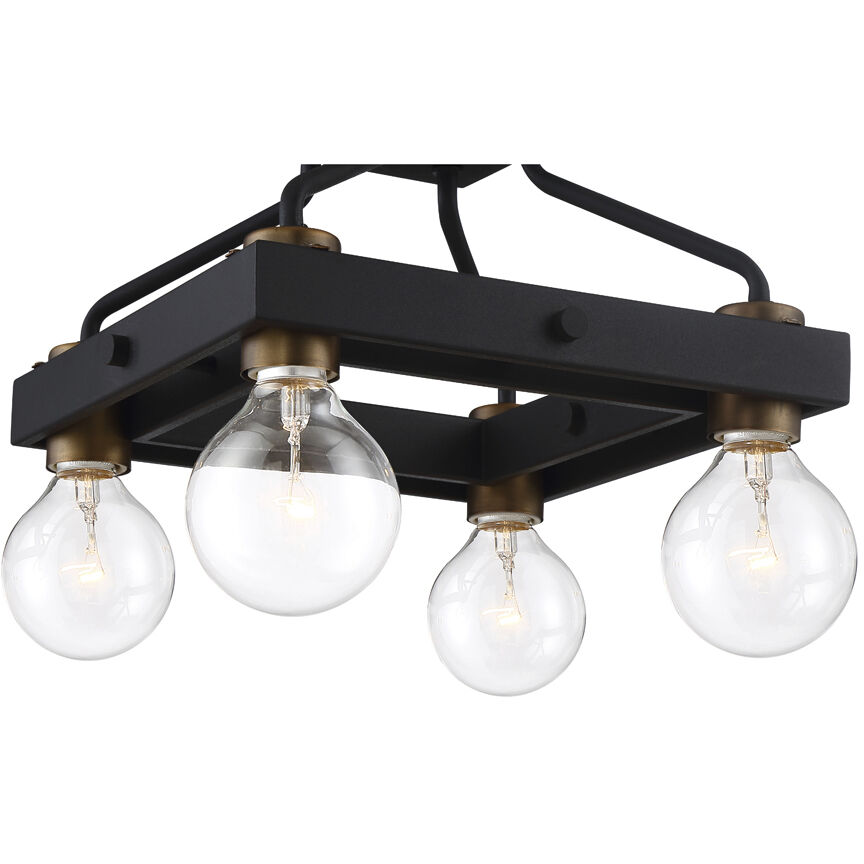 Ravella 4 Light 12 inch Black Semi-Flush Ceiling Light