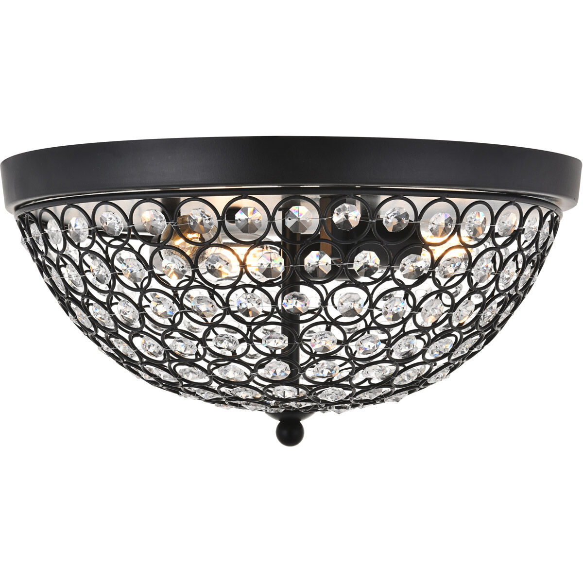 Taye 3 Light 14 inch Matte Black Flush Mount Ceiling Light