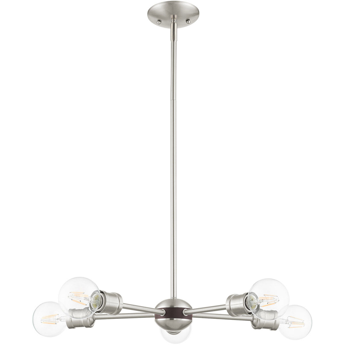Lansdale 5 Light 19 inch Brushed Nickel with Bronze Accents Chandelier Ceiling Light