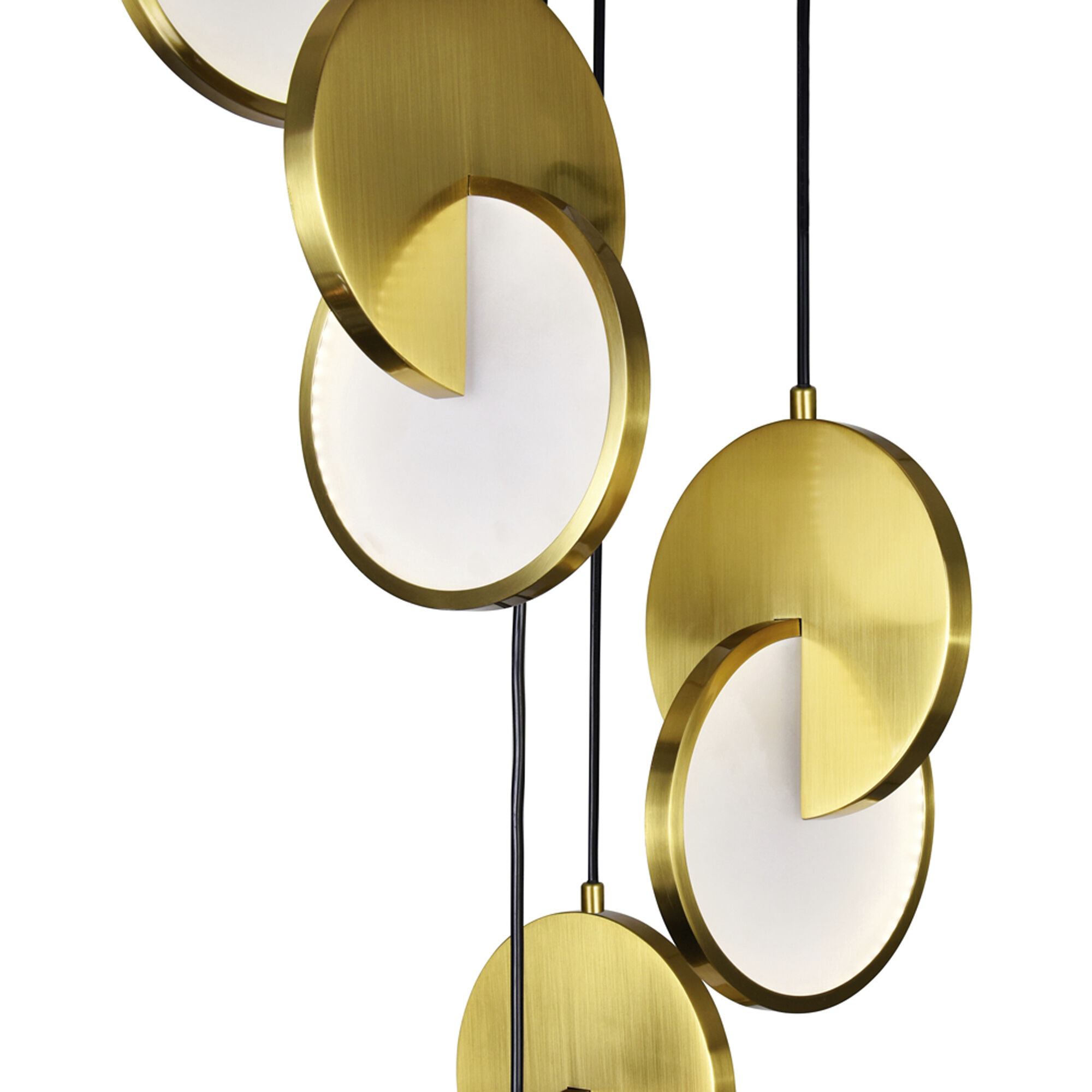 Tranche LED 18 inch Brushed Brass Multi Point Pendant Ceiling Light
