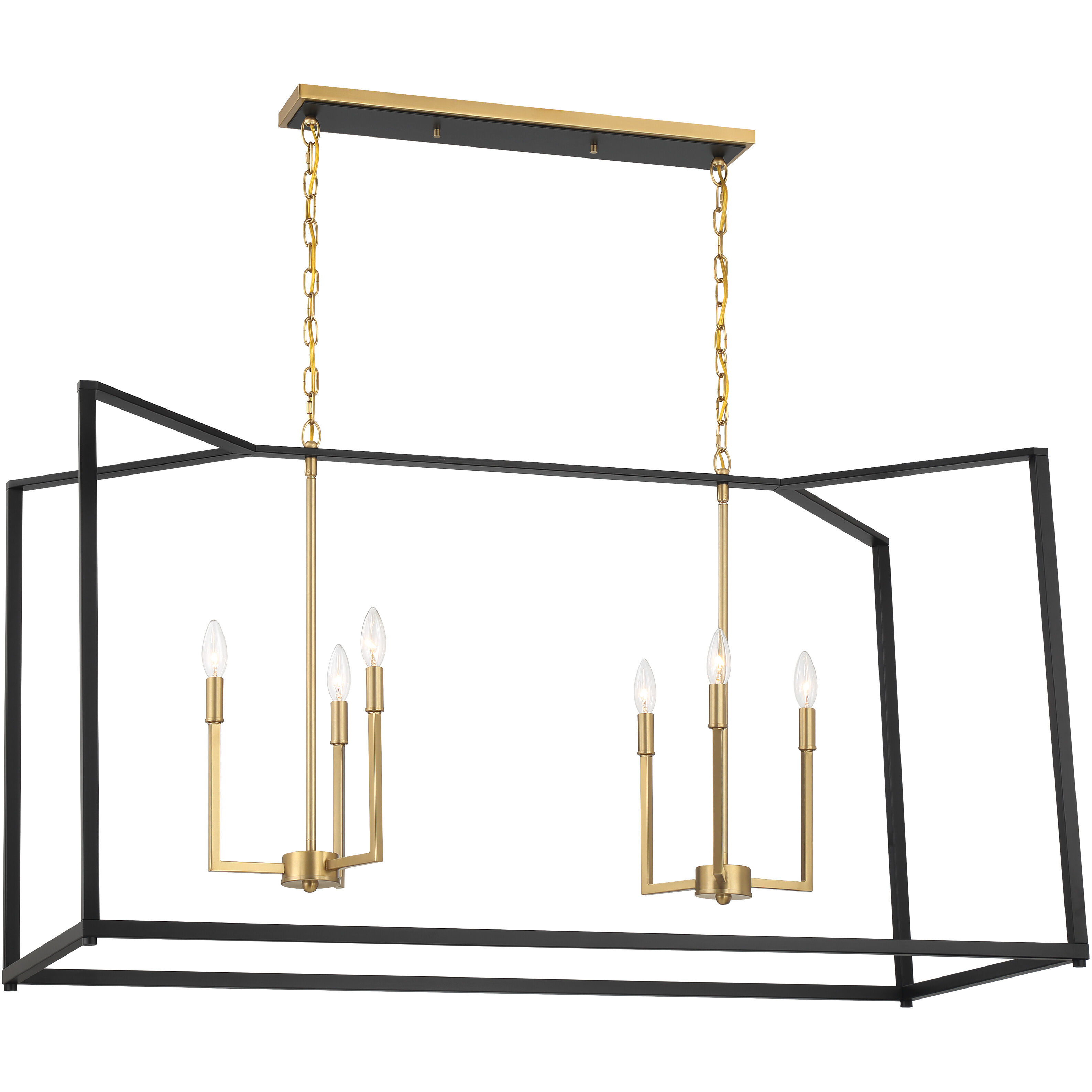 Colwick 6 Light 48 inch Matte Black and Signature Gold Island Chandelier Ceiling Light