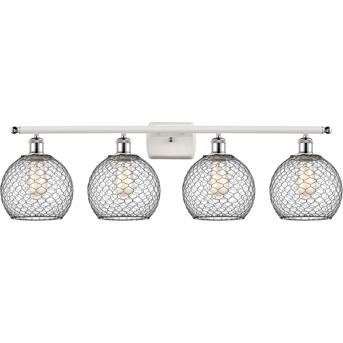 Ballston Farmhouse Chicken Wire LED 36 inch White and Polished Chrome Bath Vanity Light Wall Light, Ballston