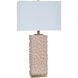 Edmund 30 inch 60 watt Polished Brass and Pearl Blush Table Lamp Portable Light