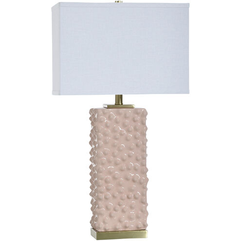 Edmund 30 inch 60 watt Polished Brass and Pearl Blush Table Lamp Portable Light