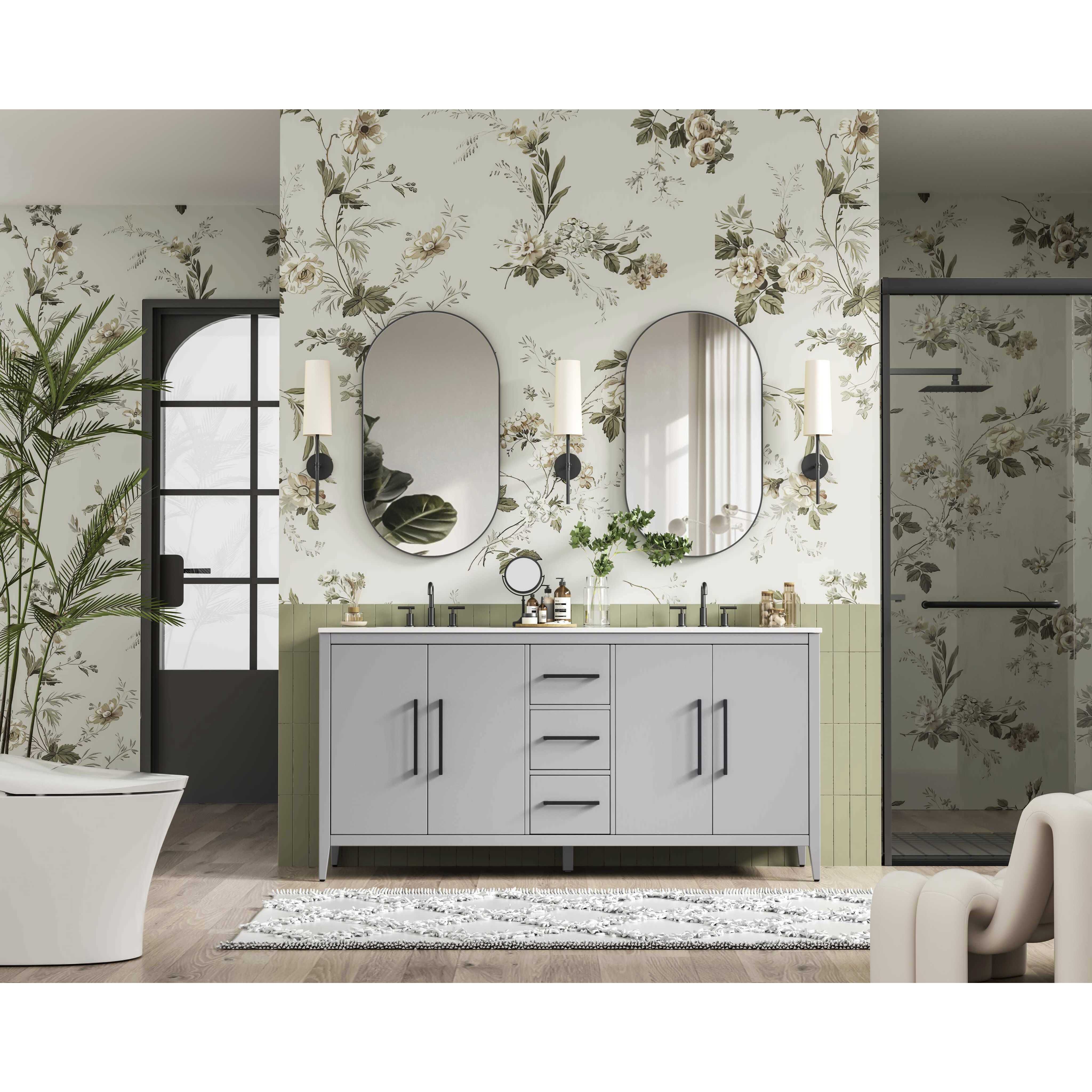 Millie 72 X 35 inch Grey Bathroom Vanity Cabinet