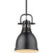 Duncan 1 Light 9 inch Matte Black Mini Pendant Ceiling Light, Small