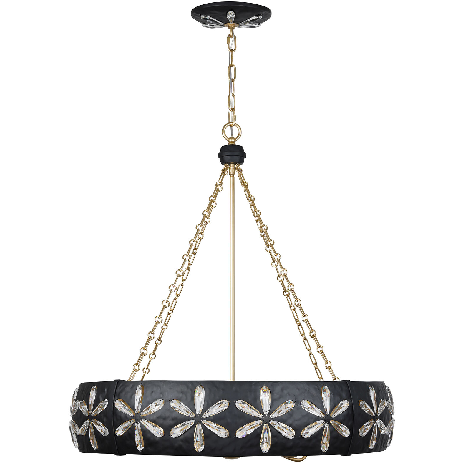 Venice 6 Light 30 inch Metropolis Black and Gold Chandelier Ceiling Light