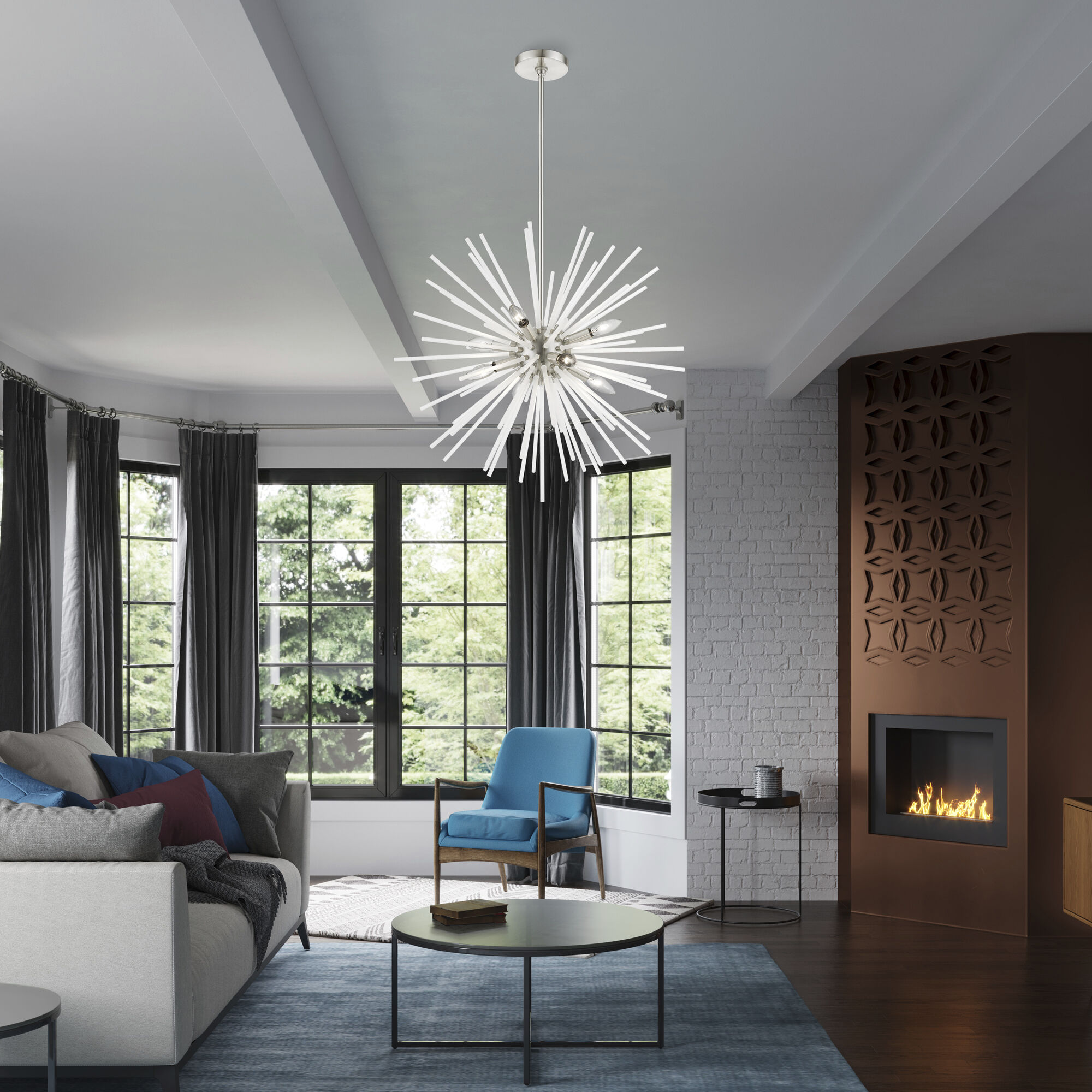 Uptown 8 Light 26 inch Brushed Nickel Pendant Chandelier Ceiling Light