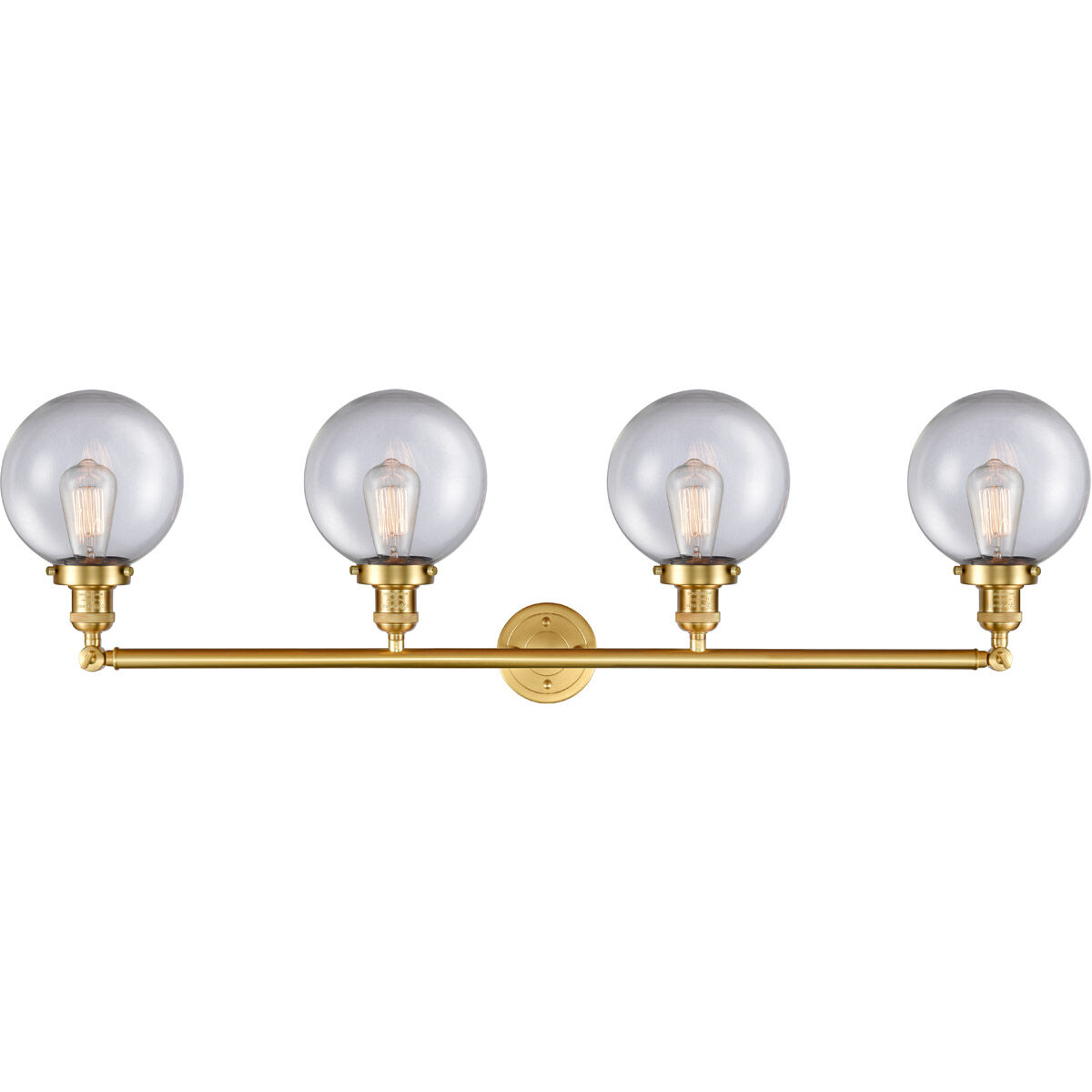 Franklin Restoration Large Beacon LED 44 inch Satin Gold Bath Vanity Light Wall Light in Clear Glass, Franklin Restoration