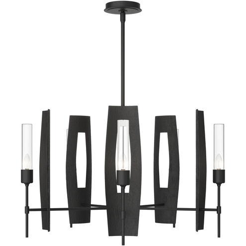 Passage 5 Light 30.3 inch Black Circular Pendant Ceiling Light in Clear
