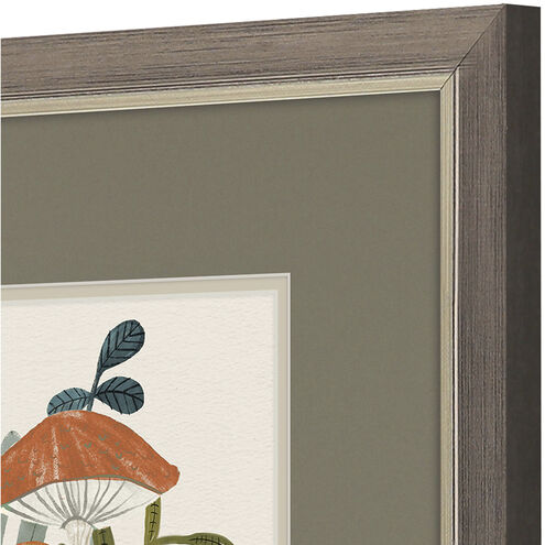 Florals Orange and Green and Blue and Brown Framed Art