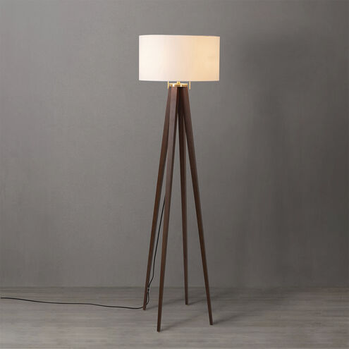Quattro 61 inch 23.00 watt Dark Walnut and Weathered Brass Floor Lamp Portable Light