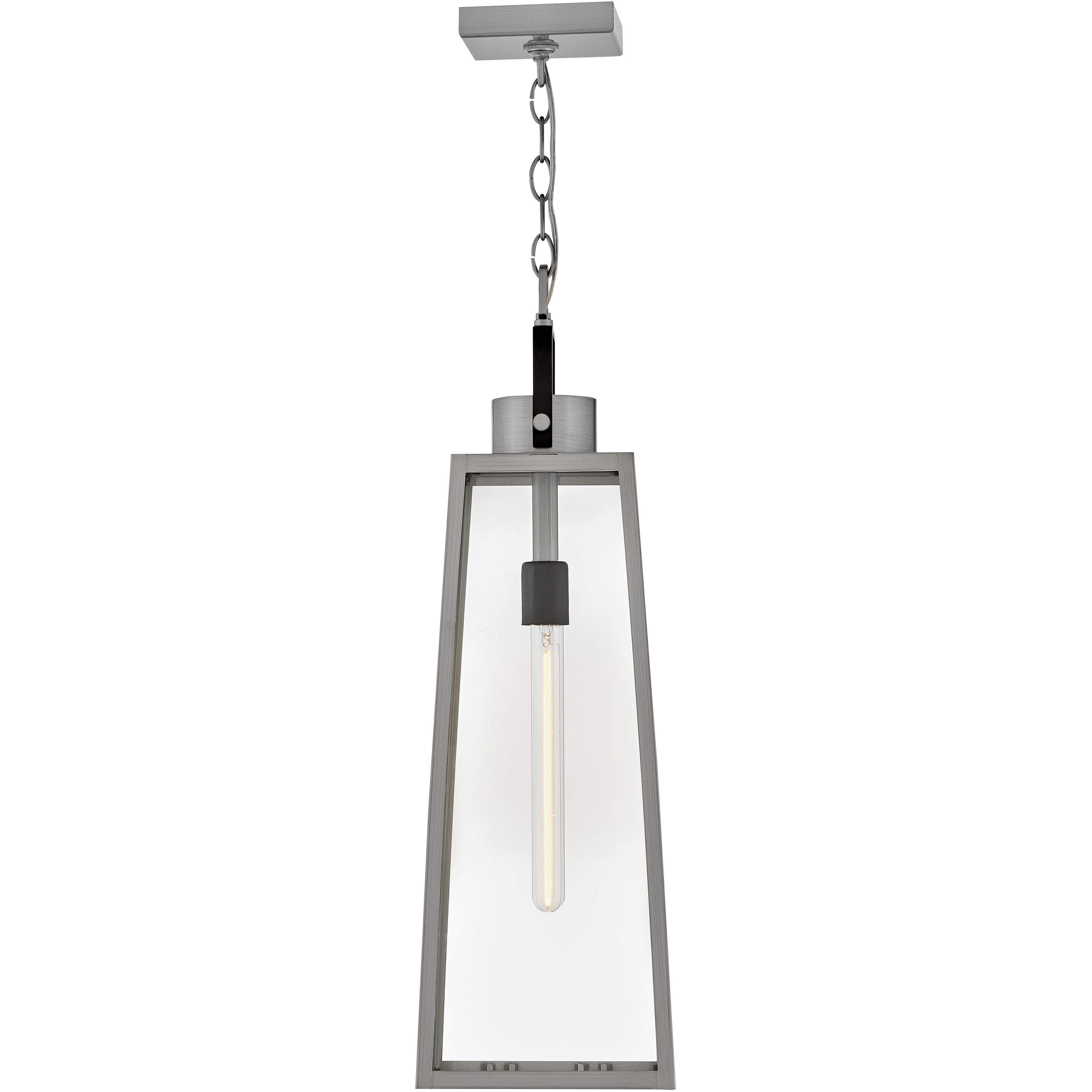 Hugh 1 Light 8.5 inch Antique Brushed Aluminum with Black Outdoor Hanging
