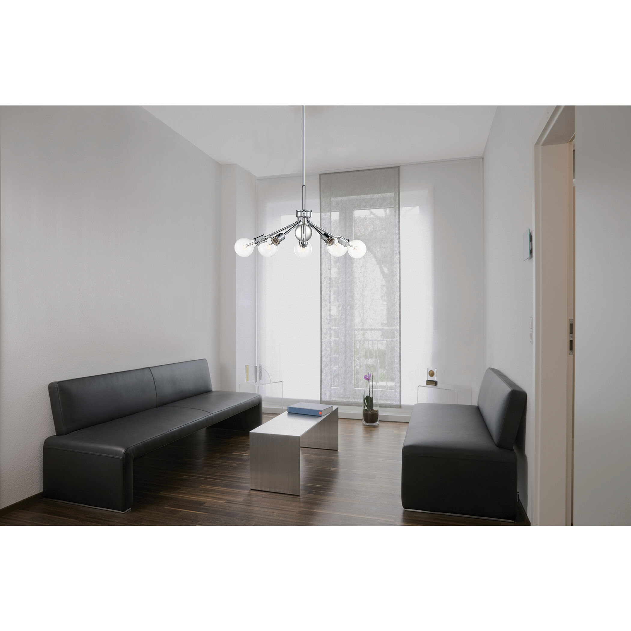 Bounce 5 Light 27 inch Polished Nickel Pendant Ceiling Light