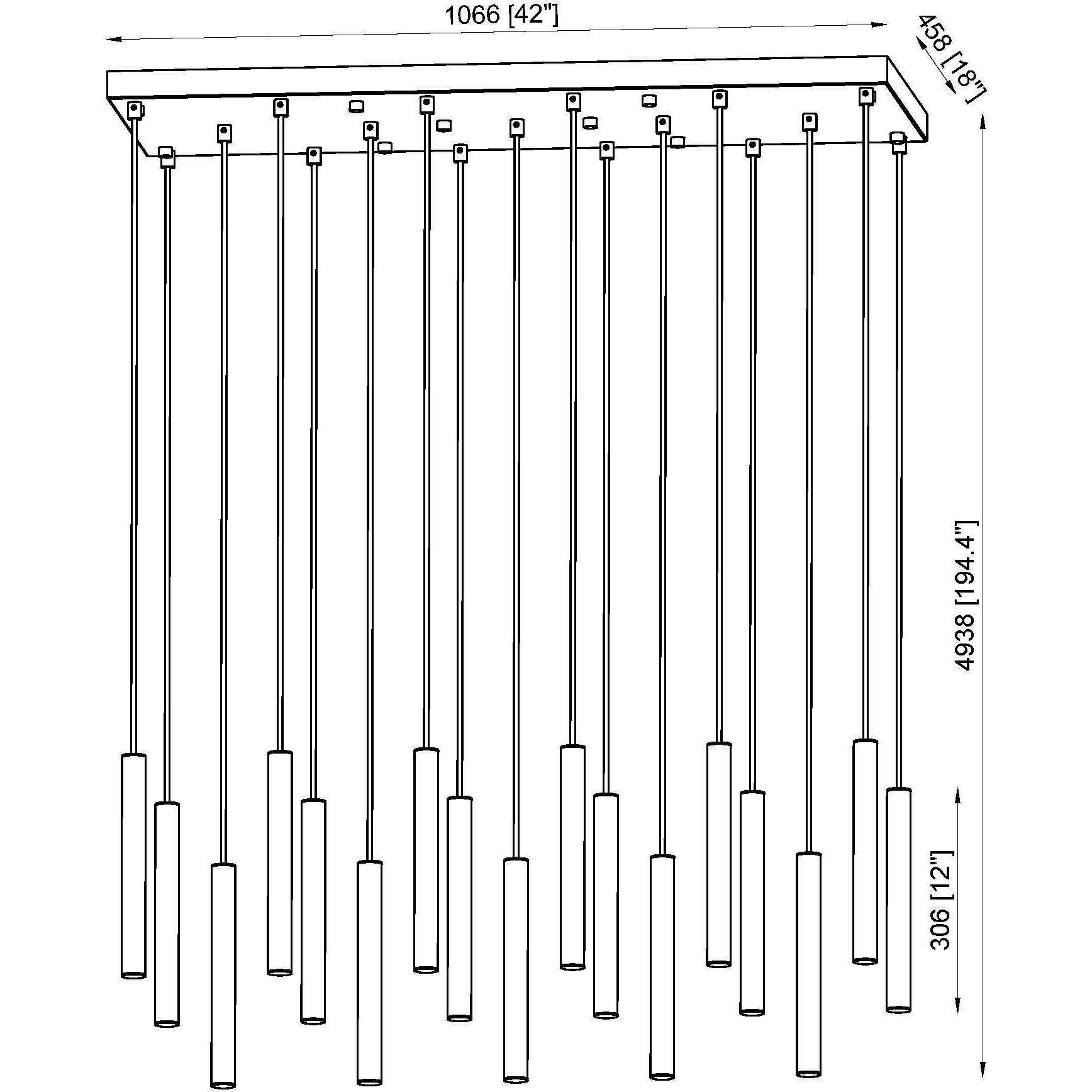 Forest Linear Chandelier Ceiling Light in Modern Gold